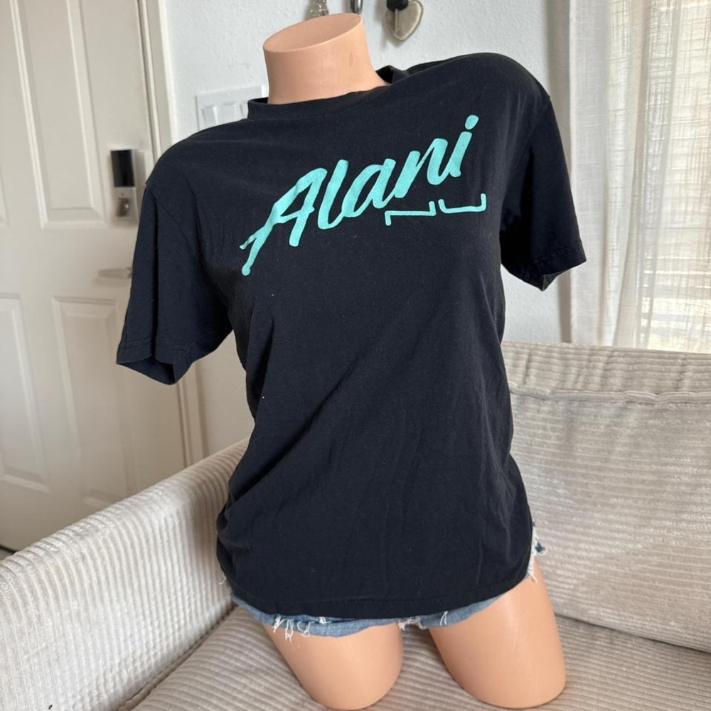 Black and teal women's Alani logo tee
